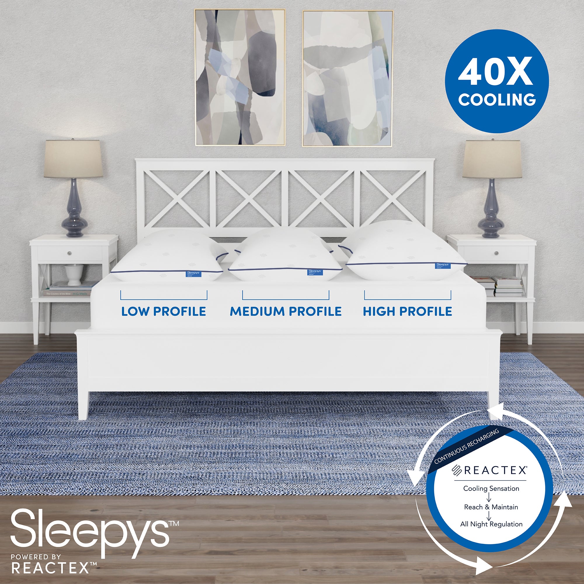 Sleepys Powered by REACTEX Low & High Profile Pillow